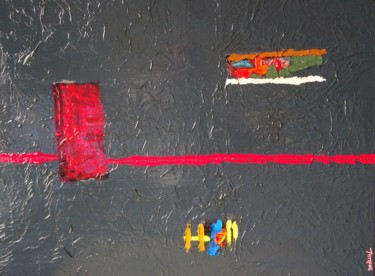 Painting titled "36-La-frontiere." by Patrick William Tamper, Original Artwork, Acrylic Mounted on Wood Stretcher frame