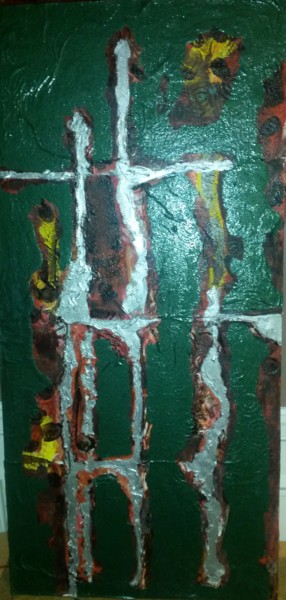 Painting titled "15-Les-gens." by Patrick William Tamper, Original Artwork, Acrylic Mounted on Wood Stretcher frame