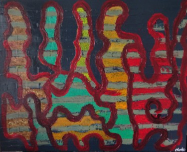 Painting titled "43-Confrontation." by Patrick William Tamper, Original Artwork, Acrylic Mounted on Wood Stretcher frame