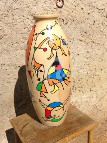 Sculpture intitulée "vase Frêne décor" par Patrick Thubert, Œuvre d'art originale