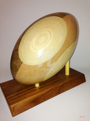 Sculpture titled "(v)Trophée Rugby-No…" by Patrick Thubert, Original Artwork, Wood