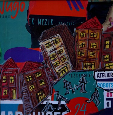 Картина под названием "ville2" - Patrick Tourtel, Подлинное произведение искусства, Акрил Установлен на Другая жесткая панель