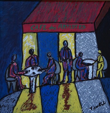 Peinture intitulée "café des artistes" par Patrick Tourtel, Œuvre d'art originale, Acrylique
