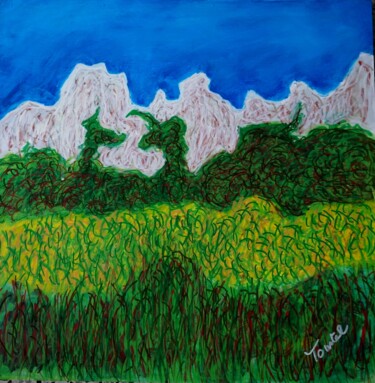 Painting titled "paysage2" by Patrick Tourtel, Original Artwork, Acrylic