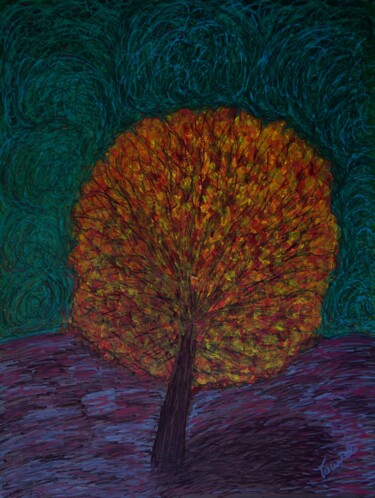 Painting titled "auprès de mon arbre…" by Patrick Tourtel, Original Artwork, Acrylic