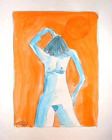 Painting titled "Femina 1" by Patrick Tubaro, Original Artwork, Watercolor