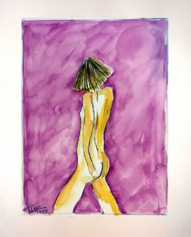 Painting titled "Femina 2" by Patrick Tubaro, Original Artwork, Watercolor