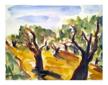 Painting titled "Vinci-olivi" by Patrick Tubaro, Original Artwork, Watercolor