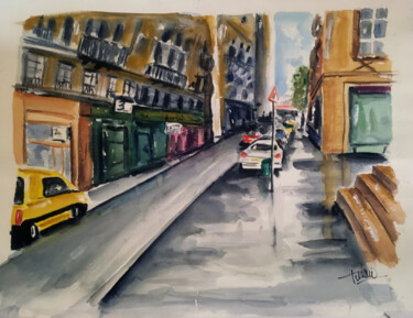 Картина под названием "Rue Auguste Comte" - Patrick Tubaro, Подлинное произведение искусства, Акварель