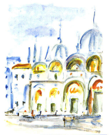 Schilderij getiteld "San Marco Venezia" door Patrick Tubaro, Origineel Kunstwerk, Aquarel