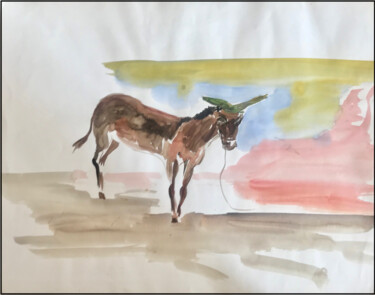 Pintura titulada "Asino" por Patrick Tubaro, Obra de arte original, Acuarela Montado en Vidrio