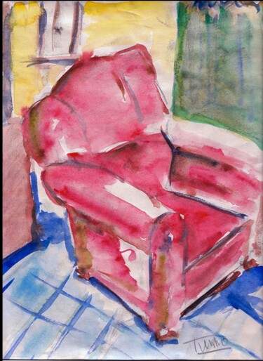 Картина под названием "Solitude" - Patrick Tubaro, Подлинное произведение искусства, Акварель