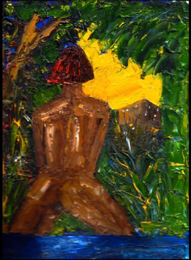 Ζωγραφική με τίτλο "Femme du temple" από Patrick Tubaro, Αυθεντικά έργα τέχνης, Λάδι Τοποθετήθηκε στο Άλλος άκαμπτος πίνακας