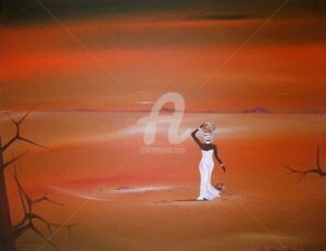 Peinture intitulée "FLEUR DU DESERT" par Patrick Vieville, Œuvre d'art originale, Huile