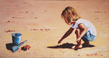 Peinture intitulée "Sur la plage" par Patrick Briere, Œuvre d'art originale, Huile