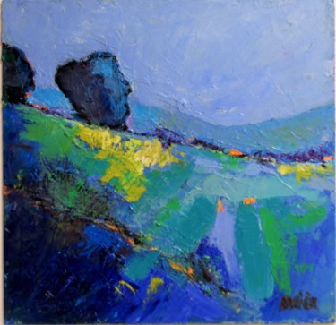 Pintura intitulada "Matin bleu" por Patrick Briere, Obras de arte originais, Óleo