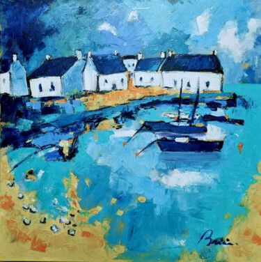 Картина под названием "Village breton" - Patrick Briere, Подлинное произведение искусства, Масло Установлен на Деревянная ра…