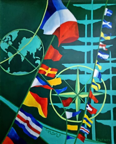Painting titled "Le grand pavois" by Patrick Briere, Original Artwork, Oil Mounted on Wood Stretcher frame