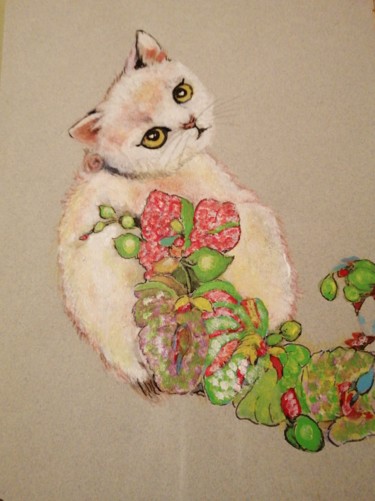 Peinture intitulée "chat mignon" par Patrick Camus, Œuvre d'art originale, Acrylique