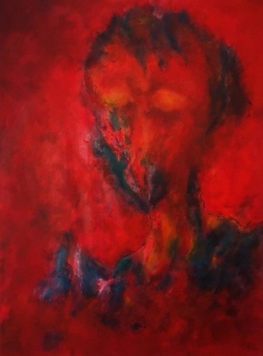 Schilderij getiteld "Spectre rouge" door Patrick Couvreur, Origineel Kunstwerk, Olie