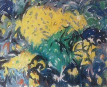 Картина под названием "Un jardin extraordi…" - Patrick Couvreur, Подлинное произведение искусства, Масло Установлен на Дерев…