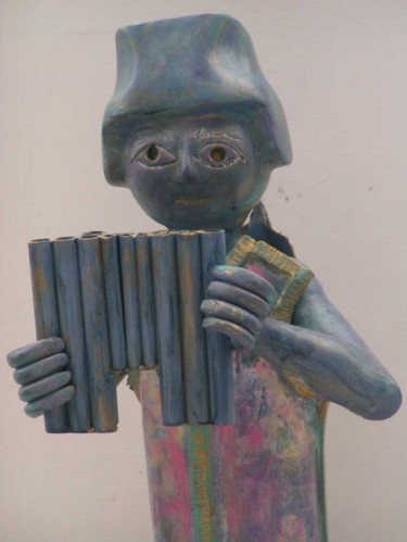 Sculpture intitulée "Le joueur de flûte" par Patrick Dupont, Œuvre d'art originale
