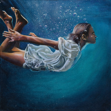 Schilderij getiteld "Les sirènes n'exist…" door Patrick Garcia, Origineel Kunstwerk, Olie