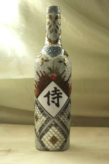 Sculpture titled "Silver Samuraï bott…" by Pat Art, Original Artwork, Glass