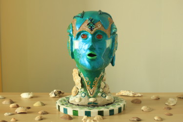 Skulptur mit dem Titel "Mermaid" von Pat Art, Original-Kunstwerk, Polymer Ton