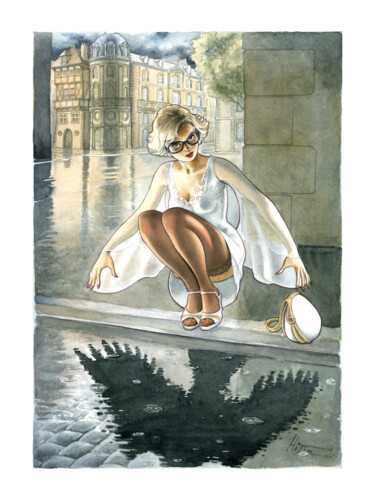 Malerei mit dem Titel "Ravenne" von Patrick Hitte, Original-Kunstwerk, Aquarell