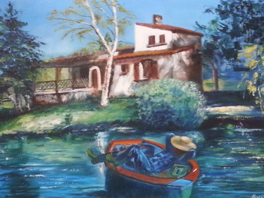 Painting titled "La sieste du pêcheu…" by Patrick Nevoso, Original Artwork, Oil