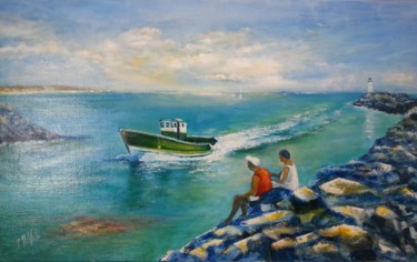 Painting titled "A l'entrée du Port" by Patrick Nevoso, Original Artwork, Oil
