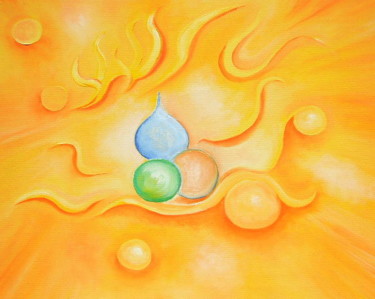 Peinture intitulée "symbiose-orangee.jpg" par Patrick Nevoso, Œuvre d'art originale, Huile