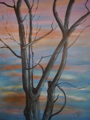 Painting titled "Arbre dénudé." by Patrick Nevoso, Original Artwork, Oil