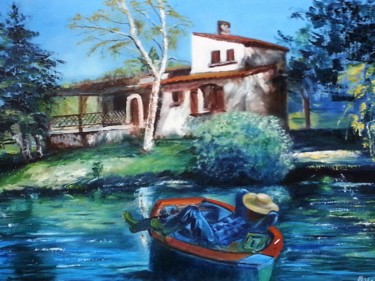 Peinture intitulée "Sieste du pêcheur" par Patrick Nevoso, Œuvre d'art originale, Huile