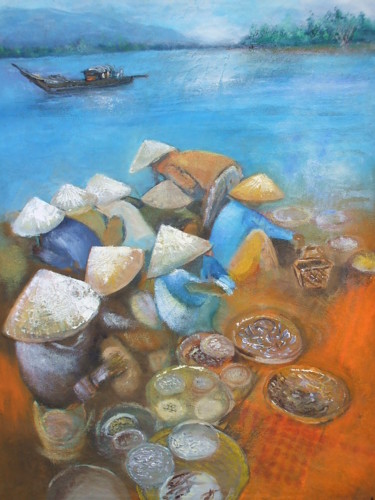 Painting titled "Labeur d'Indochine 1" by Patrick Nevoso, Original Artwork, Oil
