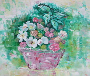 Painting titled "COMPOSITION FLORALE" by Patrick Nevoso, Original Artwork, Oil
