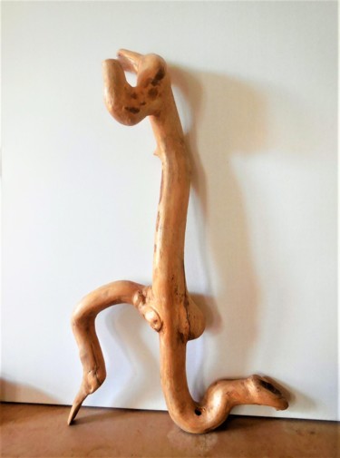 Skulptur mit dem Titel "Athlète androgyne" von Patrick Nevoso, Original-Kunstwerk, Holz