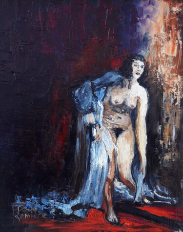 Malerei mit dem Titel "la fille de joie" von Patrick Lemiere, Original-Kunstwerk, Öl