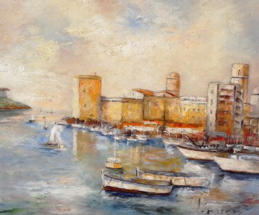 Painting titled "Marseille" by Patrick Lemiere, Original Artwork, Oil