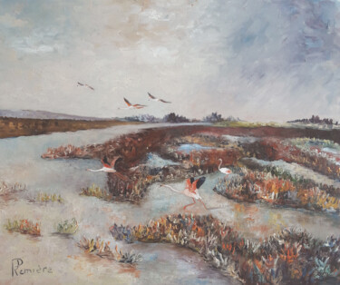 Painting titled "En camargues" by Patrick Lemiere, Original Artwork, Oil