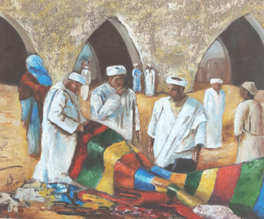 Pittura intitolato "Marchands de tapis…" da Patrick Lemiere, Opera d'arte originale, Olio