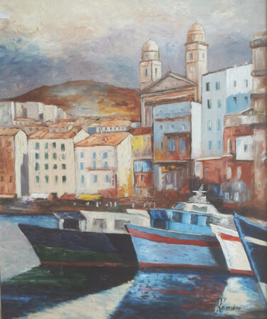 Schilderij getiteld "vieux port de Bastia" door Patrick Lemiere, Origineel Kunstwerk, Olie