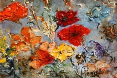 Painting titled "fleurs champêtres" by Patrick Lemiere, Original Artwork