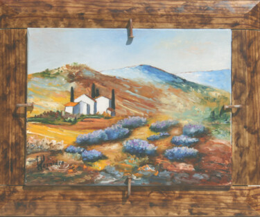 Peinture intitulée "paysage provençal" par Patrick Lemiere, Œuvre d'art originale, Huile