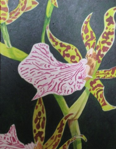 Peinture intitulée "Orchidée V" par Patrick Mahieu, Œuvre d'art originale, Huile
