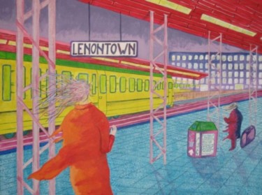 Peinture intitulée "Lenontown" par Patrick Mahieu, Œuvre d'art originale, Huile