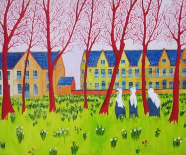 Peinture intitulée "Les arbres rouges" par Patrick Mahieu, Œuvre d'art originale