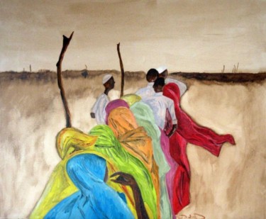 Peinture intitulée "Exode" par Patrick Mahieu, Œuvre d'art originale, Huile