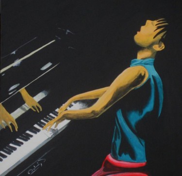 Peinture intitulée "La pianniste" par Patrick Mahieu, Œuvre d'art originale, Huile